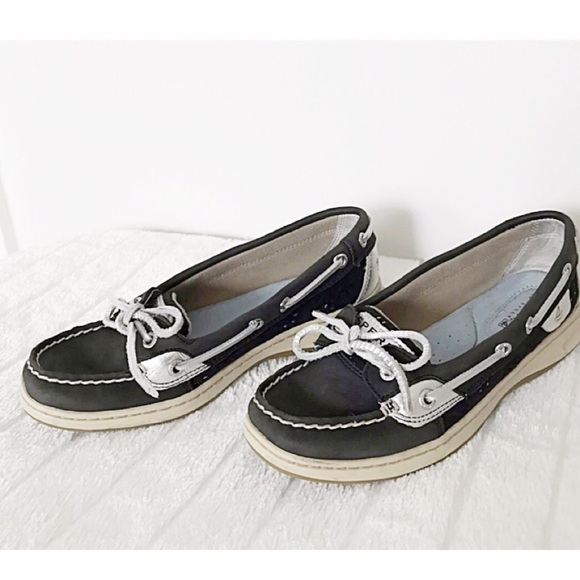 SPERRY Top-sider ANGELFISH Black Eyelets Boat Shoe - Picture 2 of 8